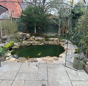 fish pond liner change makeover, garden ponds liners and replacements, lifetime ponds rock work