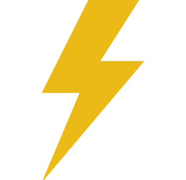 A bright yellow lightning bolt icon, symbolizing speed, power, or energy, often used for warnings or electrical concepts.