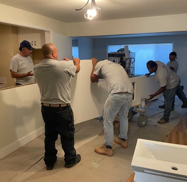 Kitchen Remodel & bath services with Quartz Counters repaint & flooring services