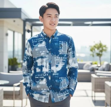 Blue printed men shirt modern casual wear stylish outfit breathable fabric fashion