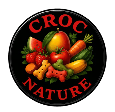 a croc nature logo with fruits and vegetables