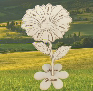 a flower with a message on it