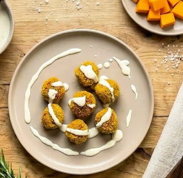 Veggie balls recipe made in the oven with pumpkin and chickpeas