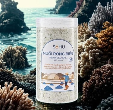 Muối rong biển 1kg hũ nhựa Sahu