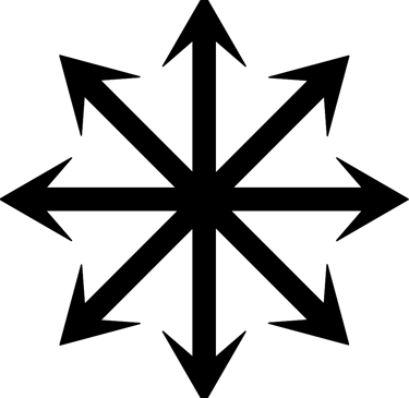 Eight-pointed black star symbol representing chaos and infinite directions