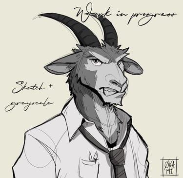 sketch character design animal antropomorphe furry fiche personnage