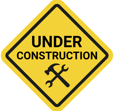 Yellow hazard sign, saying under construction
