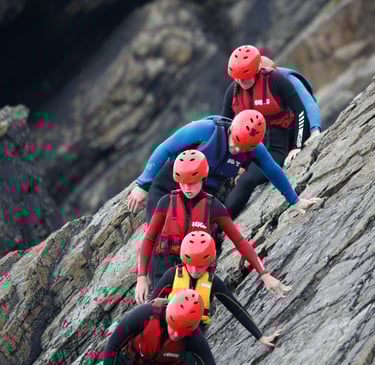 Engaged team navigating a challenge, sharing a unique experience