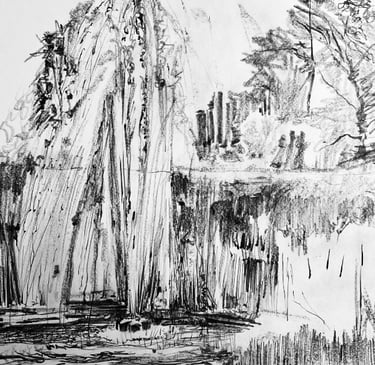 Fountain drawing en plein air Dumfries House