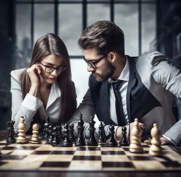 black and white chess pieces