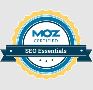 Certification stating that owner is certified in SEO Essentials from MOZ.