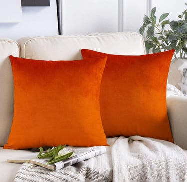 Sofa Velvet Burnt Orange Cushion