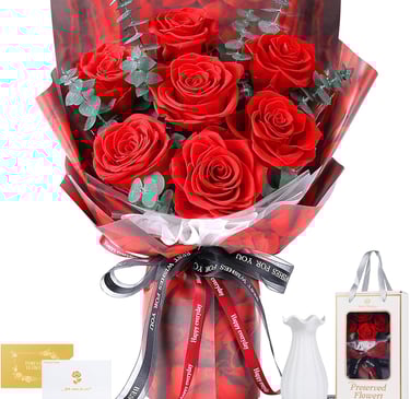 7 Roses Bouquet with Vase