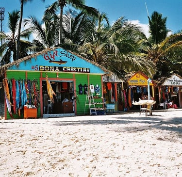 Colorful beachside gift shops in Punta Cana, Dominican Republic selling souvenirs