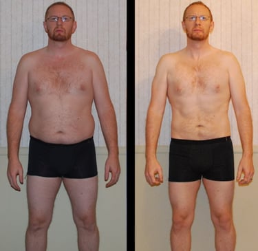 before and after image of a man after losing weight