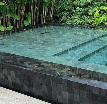 Green Stone and Black Lava