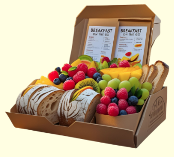 Box of takeaway breakfast represents "take-away" therapy which is offered by telehealth