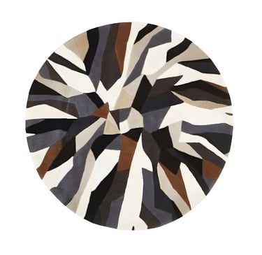 Modern round abstract geometric burst patchwork hand-tufted rug from Indian Manufacturer