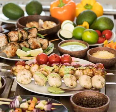 sugar dating: a table with several plates of food and vegetables