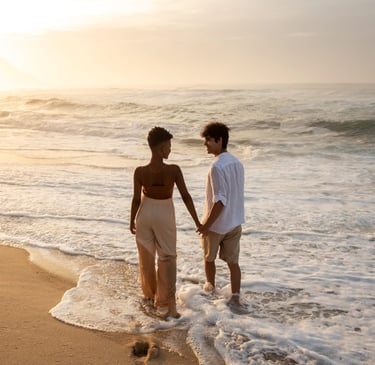 Sydney beach: sugar mommy holding hands with her baby.