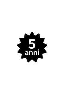 Icona con stella nera e testo '5 anni' per indicare la durata della garanzia del prodotto
