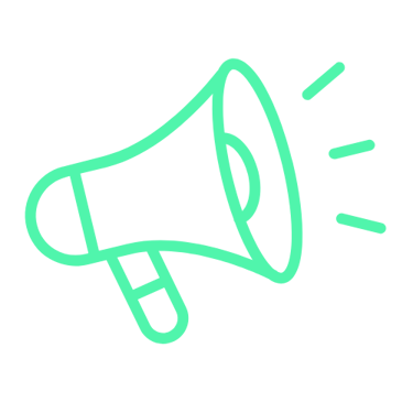 a green megaphone with a megaphone in the middle