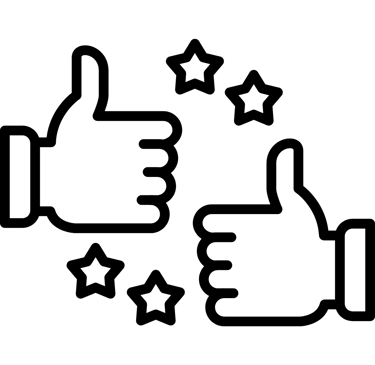 desenho de duas mãos com o polegar levantado e estrelas ao redor