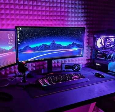 Gabinete de PC gamer com iluminação RGB após limpeza completa