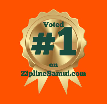 Gold award seal showing Voted #1 on ZiplineSamui.com for top Koh Samui zipline tours.