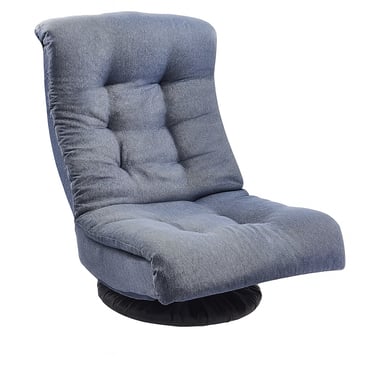 blue denim banana chair with cushions