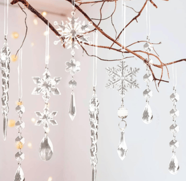 snowflake and icicle ornaments for Christmas tree