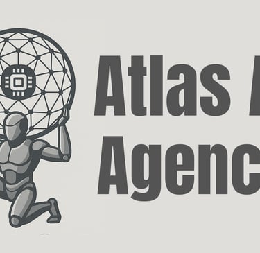 a man holding a large ball with the words atlas al agency