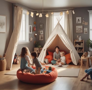 A playful arrangement of children's toys in bright colors.