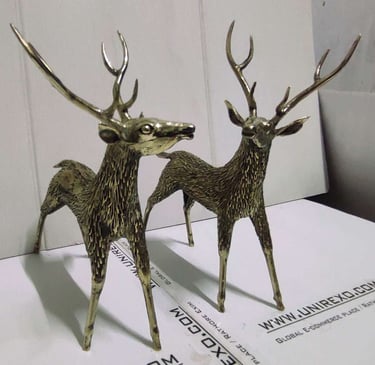 "Elegant brass deer figurines in a standing posture-Export-ready"