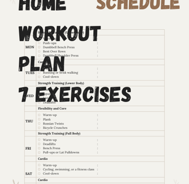 Exercise Program for Weight Loss, Home Workout Plan Schedule