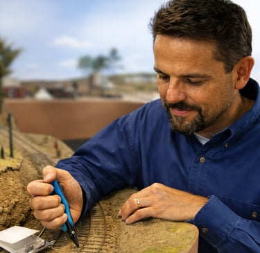 Building train layout at Arizona Model Railroad Club