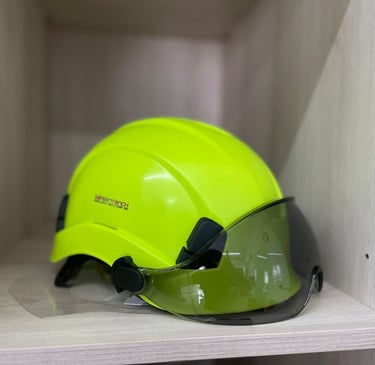 Stay protected on the job with this high-visibility safety helmet.