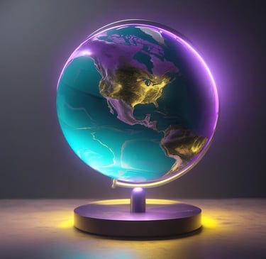 a globe globe with a glowing globe in the middle