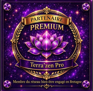 Badge Partenaire Premium Terra'zen Pro pour L'Âmagit du Cœur, magnétiseur et énergéticien à Auray en