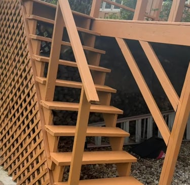 Deck stairs freshly stained using sherwin-williams products located in Deforest, WI