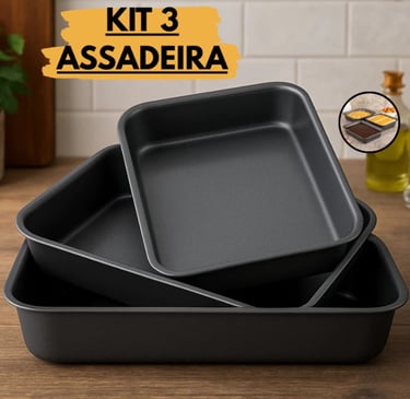 kit três assadeiras