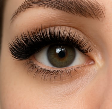 Extensiones de pestañas con efecto largo y curvatura natural para una mirada más expresiva