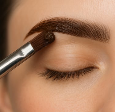 Aplicación de henna para cejas con color natural y definición uniforme
