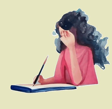 Gen AI watercolor - a woman writing on a page