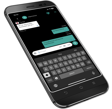 Phone mockup with Ohaio Messagerie app working