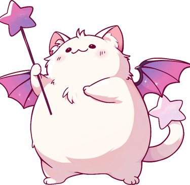 White Magic Cat from Star Sticker holding a wand