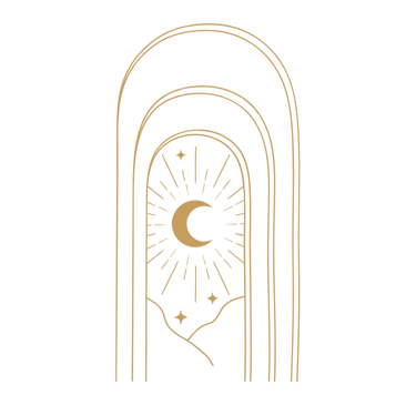 Golden archway with moon in the center