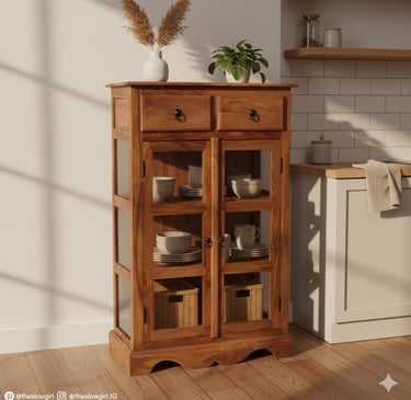 Sheesham Wood Kitchen Cabinet ✨ Warm Honey Finish | Elegant Storage for Modern Homes