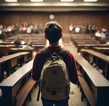 jeune garçon qui s'avance vers des examinateurs