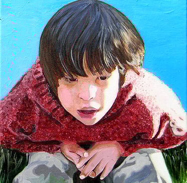 Lucas gazing into a stream